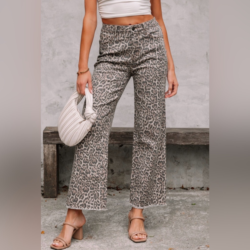Leopard Print Wide-Leg Pants
